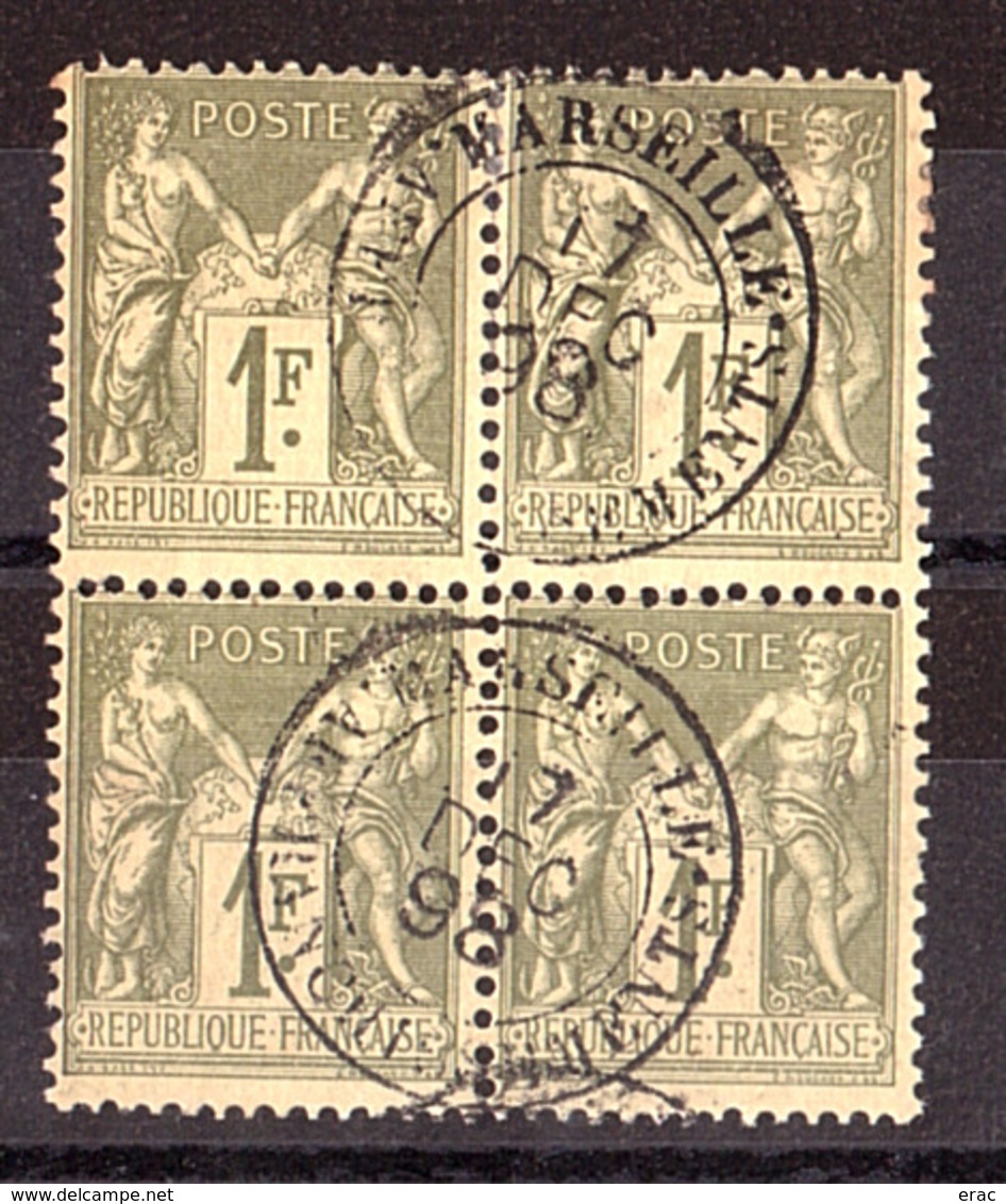 Type Sage - Bloc De 4 Du N° 82 - Marseille Affranchissements 17 Décembre 1898 - 1876-1898 Sage (Type II)