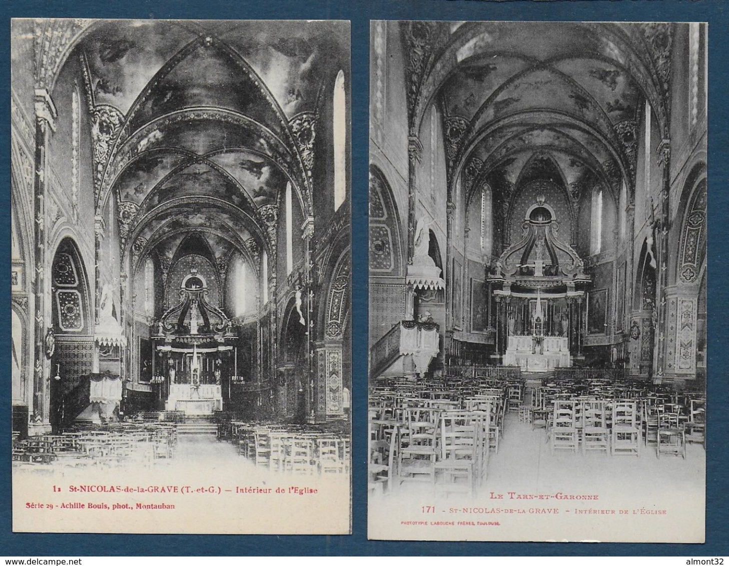 SAINT NICOLAS DE LA GRAVE - Intérieur De L'Eglise - 2 Cartes - Saint Nicolas De La Grave