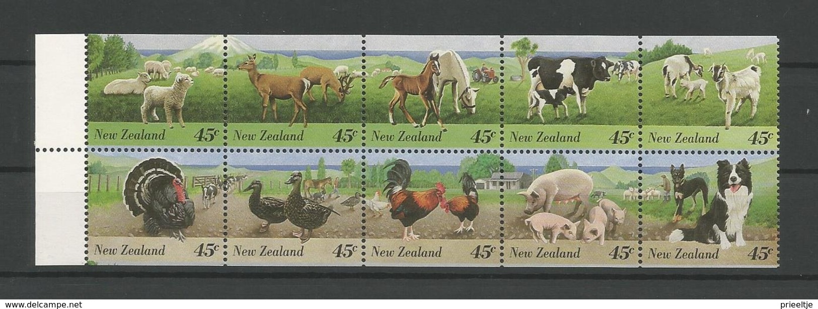 N. Zealand 1995 Farm Animals Strip Y.T. 1395/1404 ** - Ungebraucht