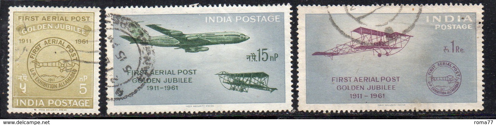 Y1530 - INDIA 1961 , Posta Aerea Yvert Serie N. 9/11 Usata (2380A) - Posta Aerea