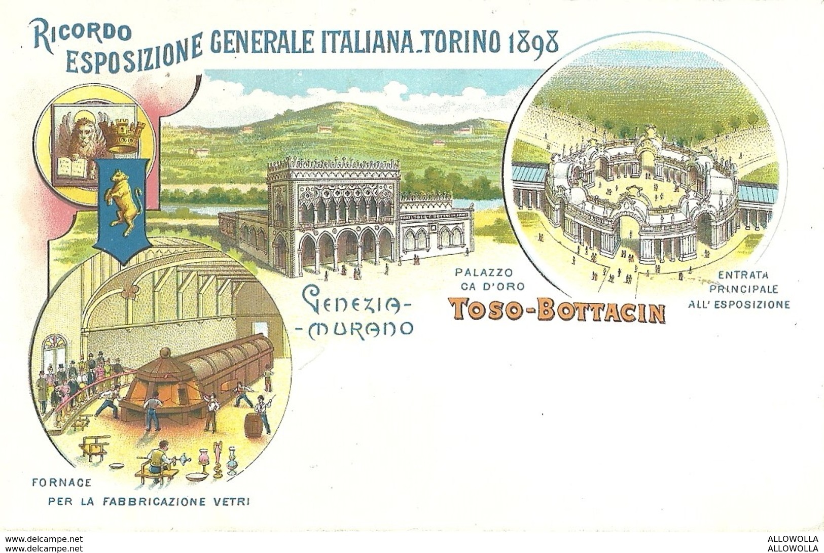 4780 "RICORDO ESPOSIZIONE GENERALE ITALIANA-TORINO 1898-TOSO BOTTACIN-FORNACE PER LA FABBR VETRI."-CART. POST.NON SPED. - Foires