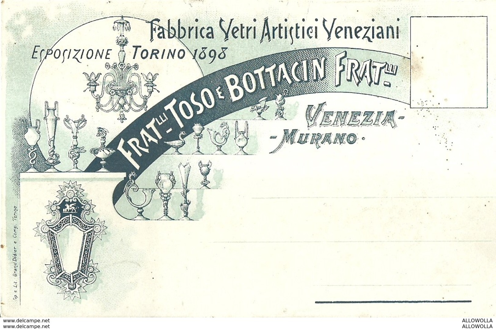 4780 "RICORDO ESPOSIZIONE GENERALE ITALIANA-TORINO 1898-TOSO BOTTACIN-FORNACE PER LA FABBR VETRI."-CART. POST.NON SPED. - Fairs