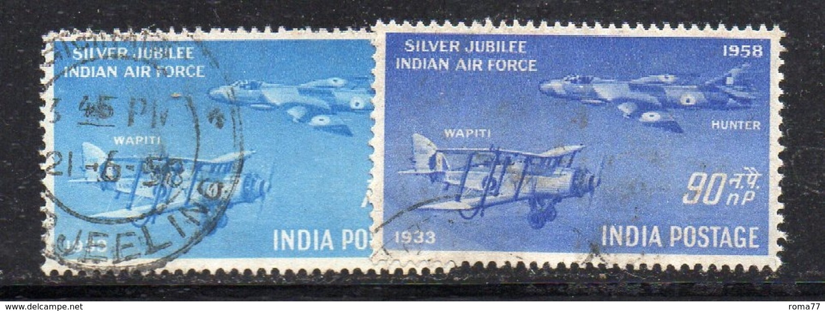 Y1523 - INDIA 1958 , Posta Aerea Yvert Serie N. 7/8 Usata (2380A) - Airmail