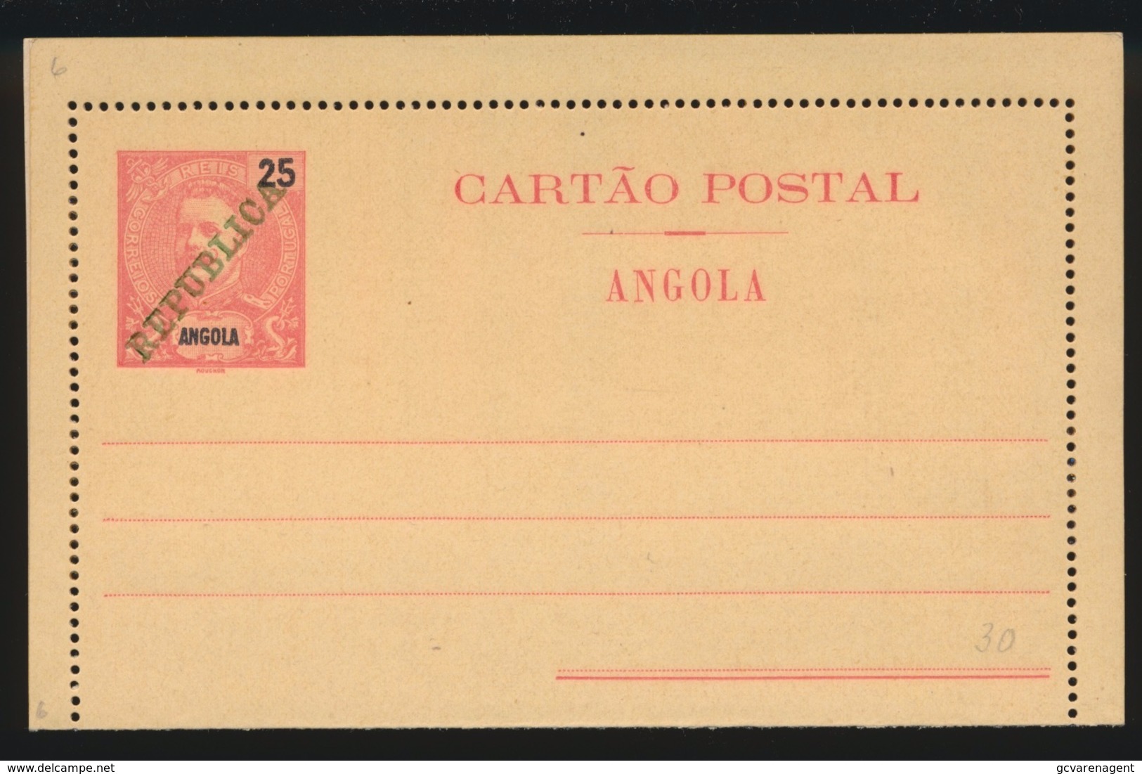 PORTUGAL  CARTAO POSTAL   - ANGOLA   25 REIS - Angola