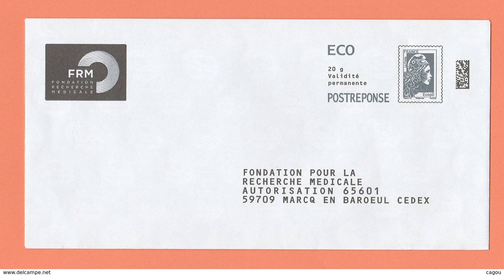 PRET A POSTER FRM FONDATION RECHERCHE MEDICALE  ECO POSTREPONSE 20g VALIDITE PERMANENTE MARIANNE L'ENGAGEE - Prêts-à-poster:reply
