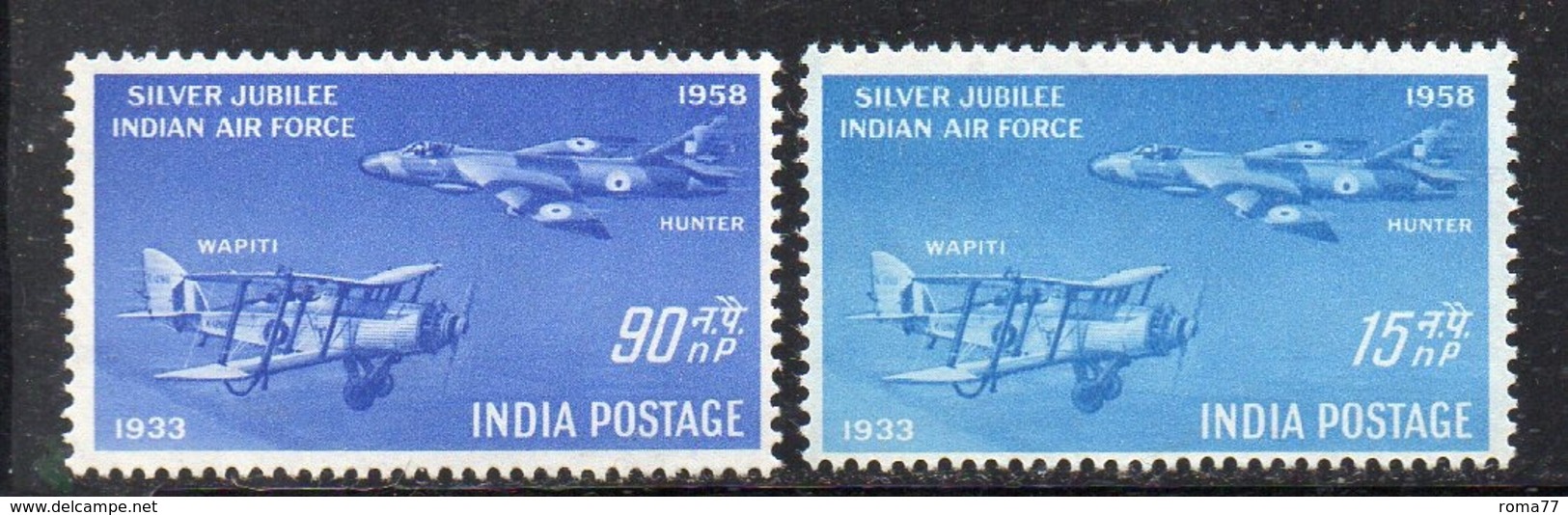 Y1505 - INDIA 1958 , Posta Aerea Yvert Serie N. 7/8 ***  MNH (2380A) - Posta Aerea