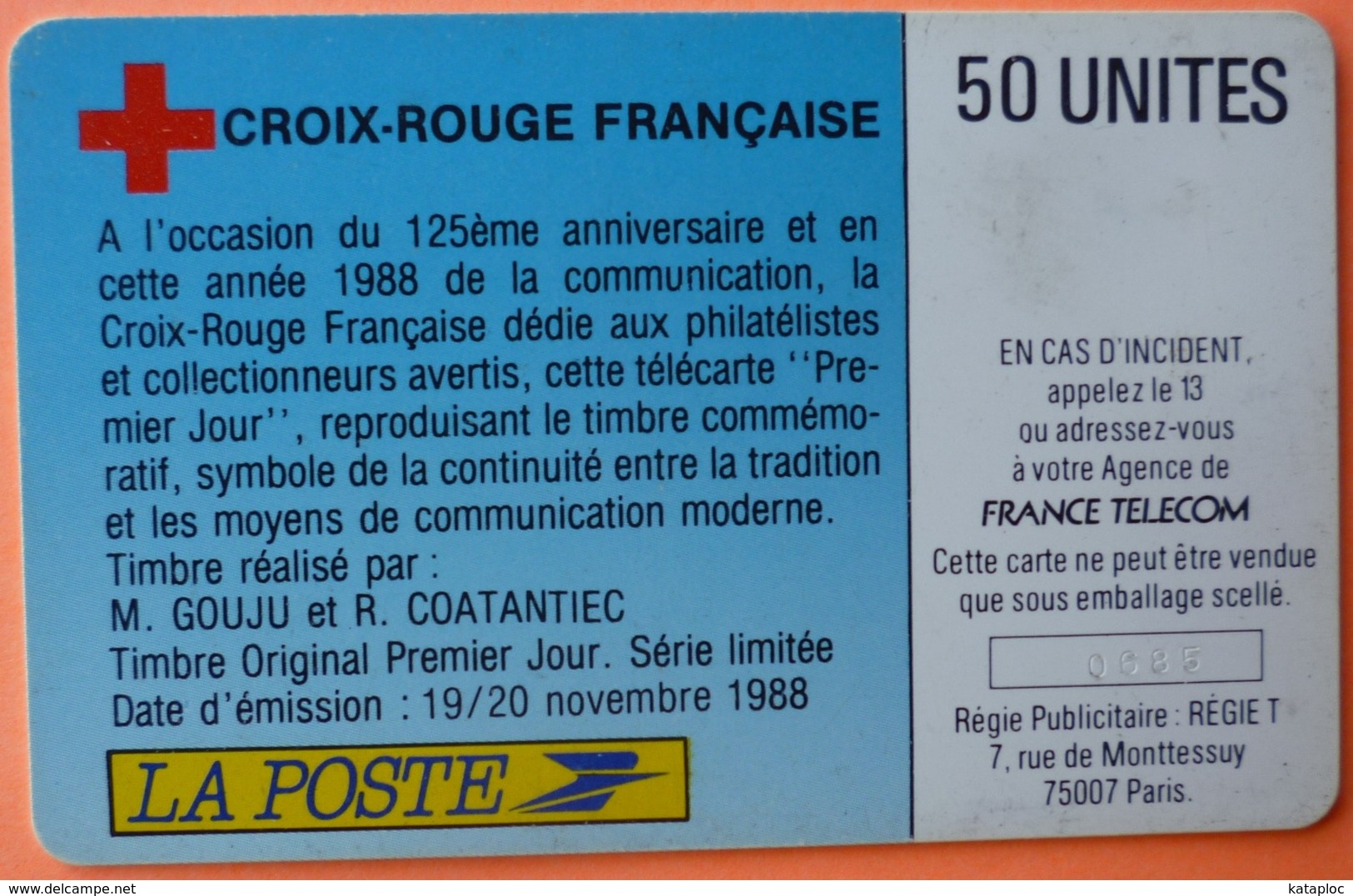 TELECARTE - CROIX ROUGE FRANCAISE 50U - 2 SCANS - 50 Unités   