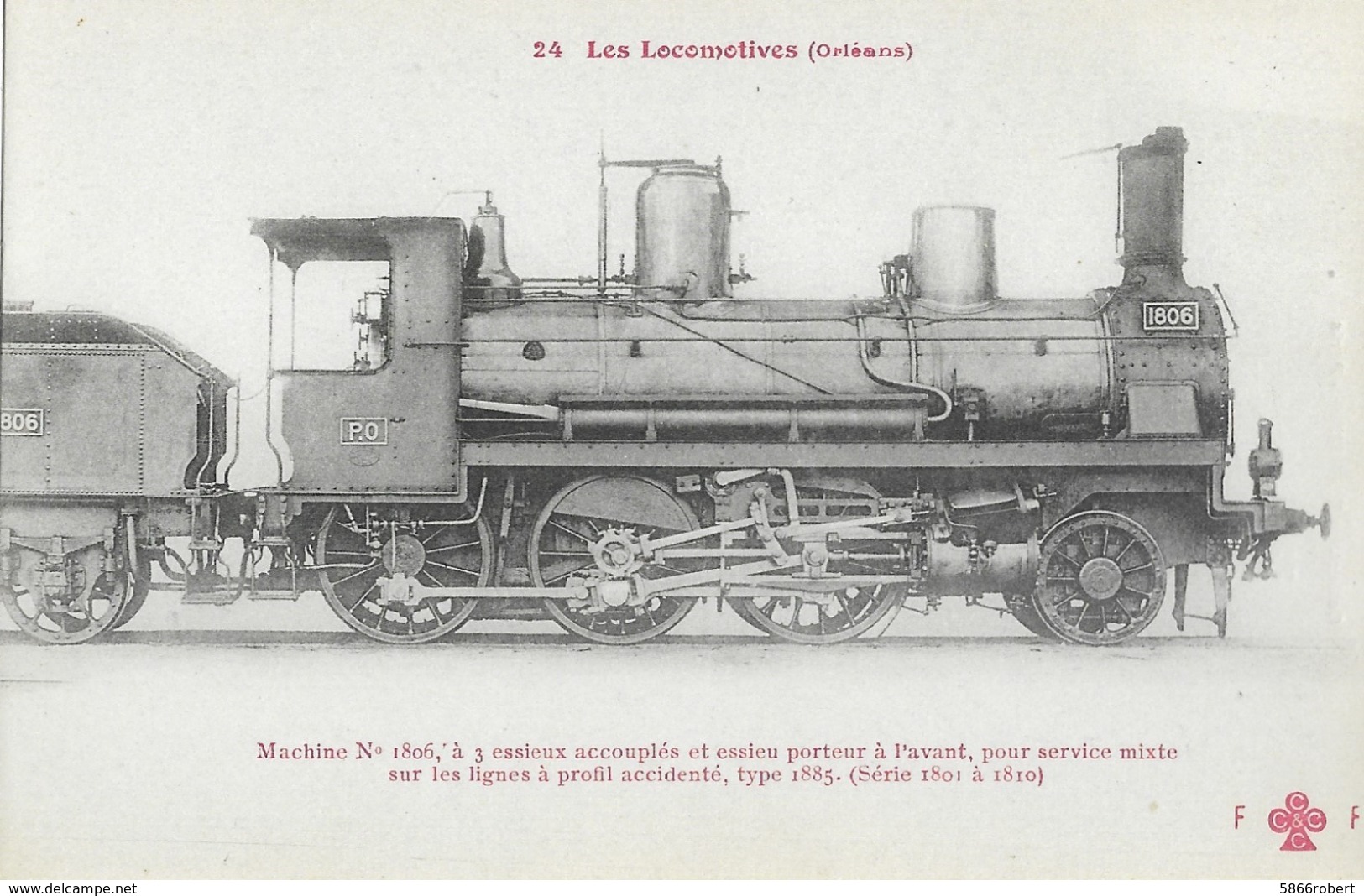 CARTE POSTALE ORIGINALE ANCIENNE : LOCOMOTIVE FRANCAISE A VAPEUR ( ORLEANS ) MACHINE 1806 - Zubehör