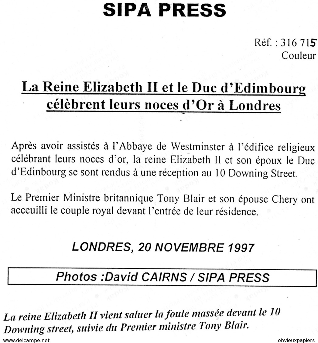 La Reine ELISABETH II  Fête Ses Noces D'or En Présence De TONY BLAIR En 1997 - Personnes Identifiées