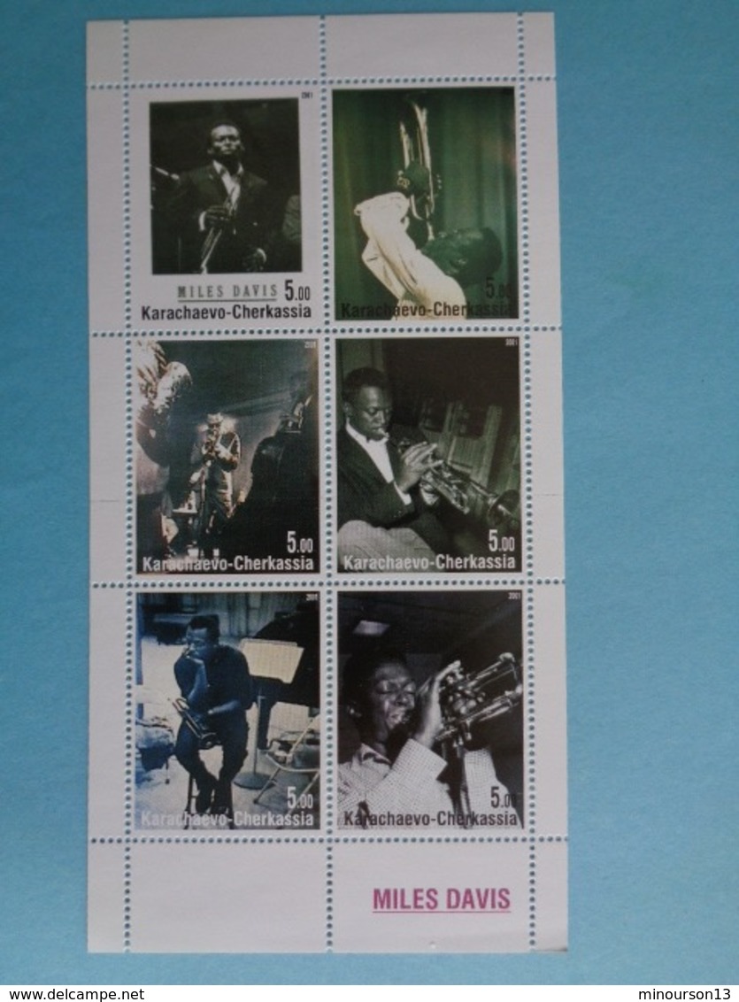 KARACHAEVO CHERKASSIA -   BLOCS DE 6 TIMBRES - MILES DAVIS - Caucasia