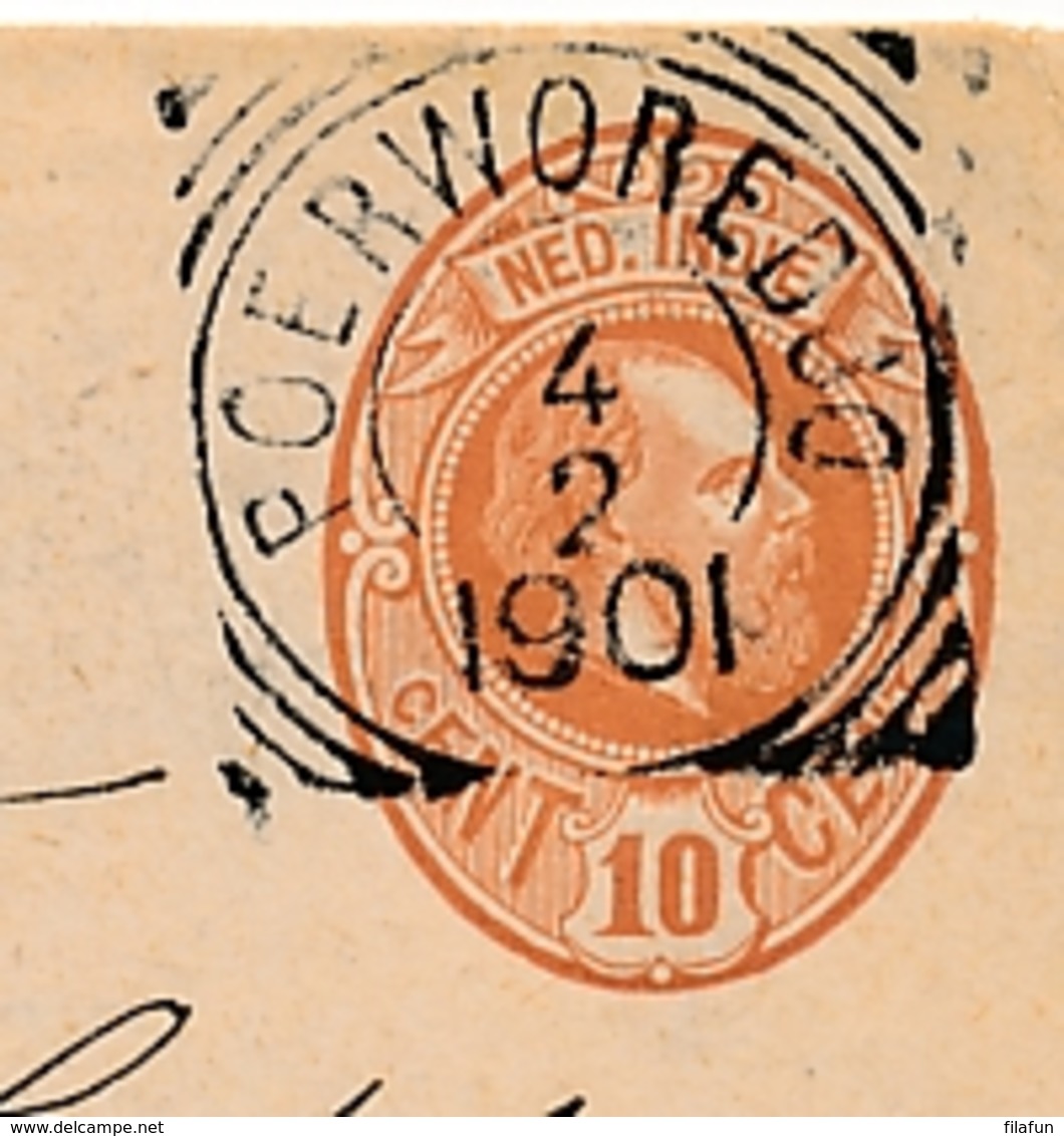 Nederlands Indië - 1901 - 10 Cent Willem III, Envelop G6 Van VK POERWOREDJO - Na Posttijd - Naar Semarang - Nederlands-Indië