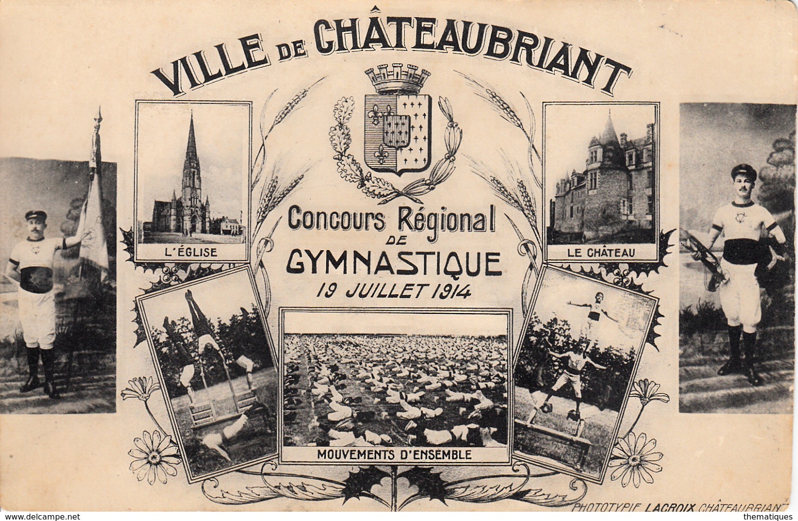 Thematiques 44 Loire Atlantique Châteaubriant Concours Régional De Gymnastique 19 Juillet 1914 Blason Armoierie - Châteaubriant