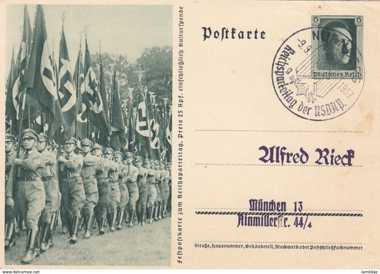 Deutsches Reich Propaganda Postkarte 1937 P264/04 - Gebraucht