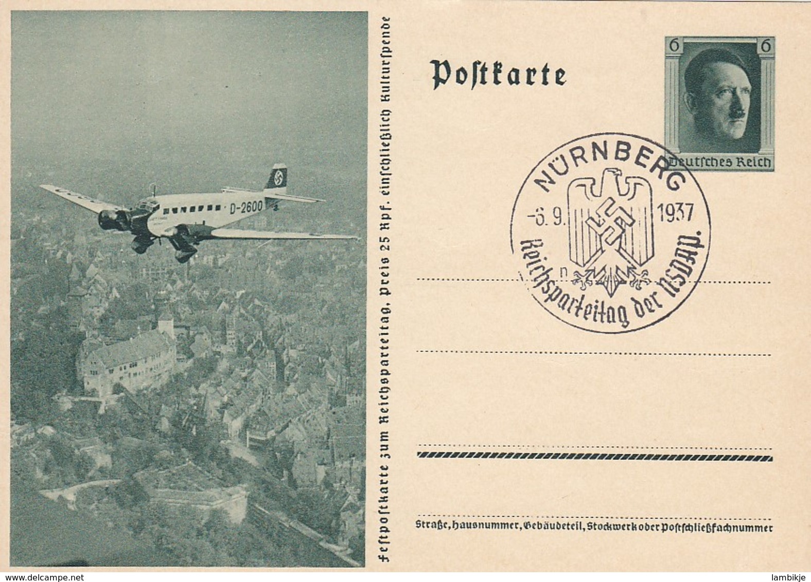 Deutsches Reich Propaganda Postkarte 1937 P264/08 - Gebraucht