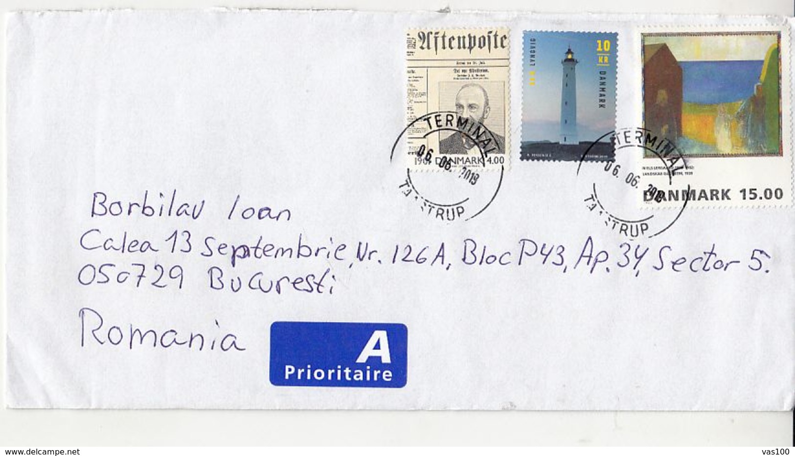 NEWSPAPER, LIGHTHOUSE, PAINTING, STAMPS ON COVER, 2019, DENMARK - Cartas & Documentos