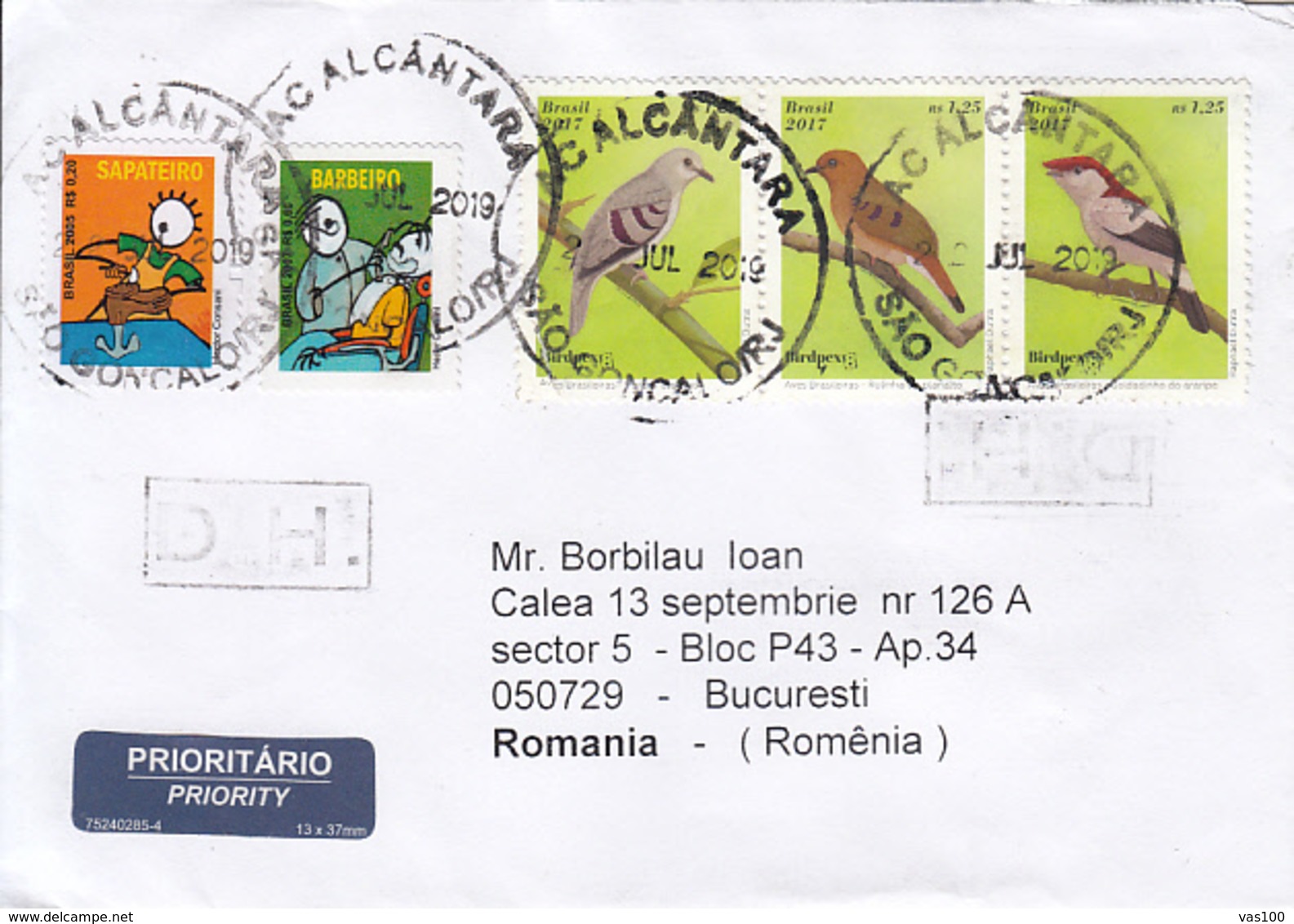 JOBS, BIRDS, STAMPS ON COVER, 2019, BRAZIL - Covers & Documents