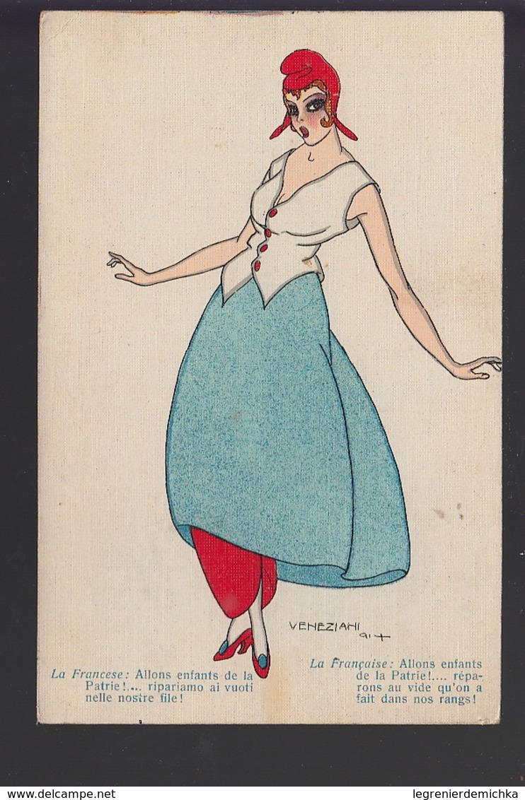 CPA Fantaisie Illustrateur VENEZIANI - Femme Sexy Patriote - La Française - La Marseillaise - Autres & Non Classés