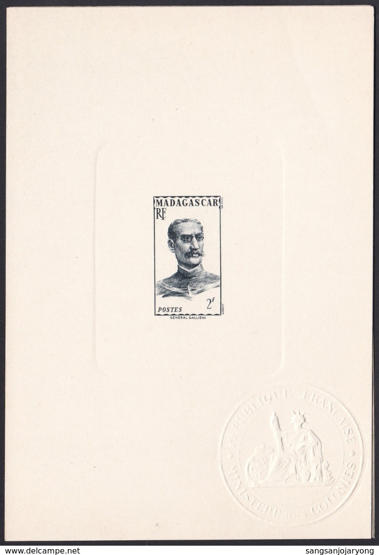 Madagascar Sc277 General J. S. Gallieni (1849–1916), Military, WWI, Militaire, Die Proof, Epreuve - WW1