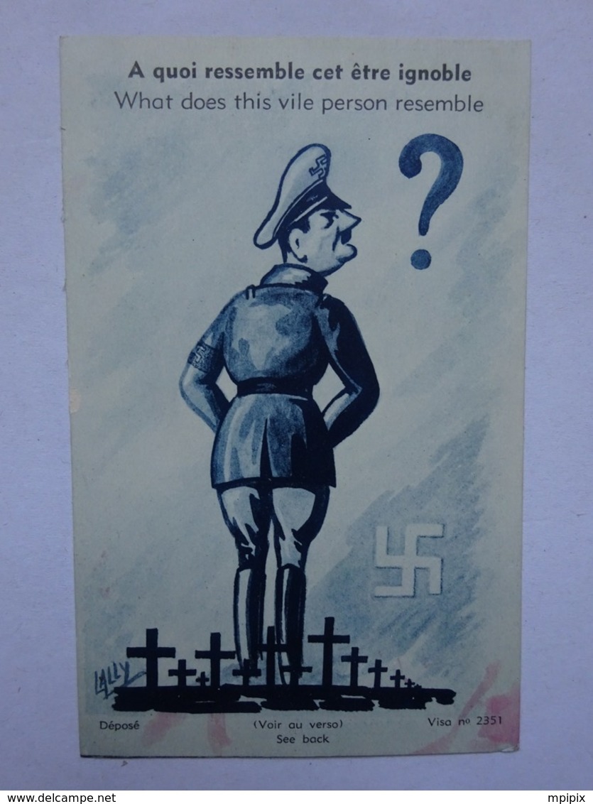 Militaria Carte Postale à Système à Quoi Ressemble Cet être Ignoble Illustrateur Lally Marque Dolly Croix Nazis Hitler - War 1939-45