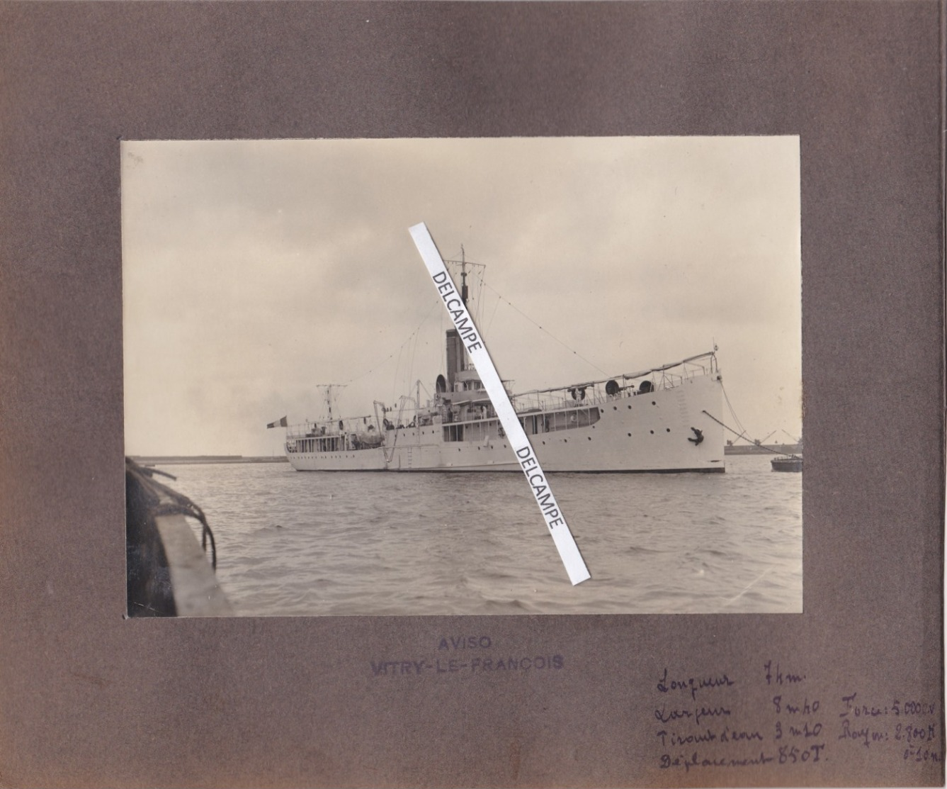 MARINE FRANÇAISE Aviso  '' VITRY LE FRANÇOIS '' Années 1930 - Photo Originale Avec Détails - Bateaux