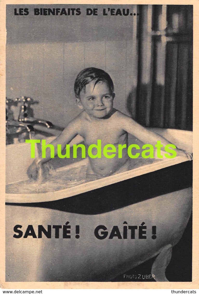 CPA GARCON NU LES BIENFAITS DE L'EAU SANTE GAITE PHOTO ZUBER NUDENAKED BOY IN BATH TUB - Publicité