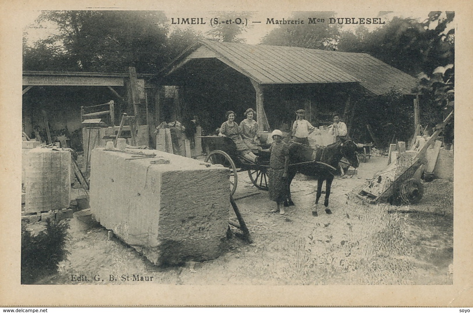 Carriere Marbre Marbrerie Dublesel Limeil Brevannes Attelage Ane Ou Mulet . Marble - Mines