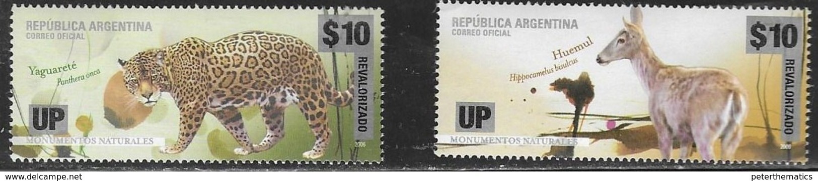 ARGENTINA, 2019, MNH, FAUNA, FELINES, JAGUARS, DEER, 2v OVERPRINTS - Felini