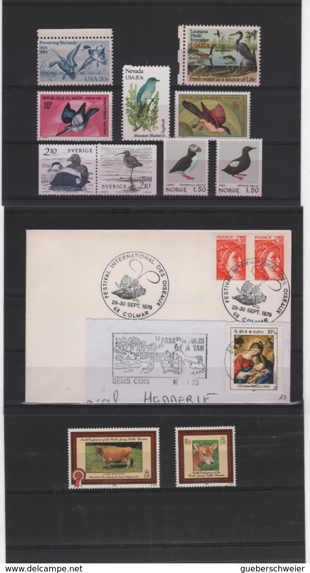 Carton de 2,5 kg de Timbres, lettres, entiers postaux, aérogrammes, beau lot de timbres de France et thèmes neufs**/* o