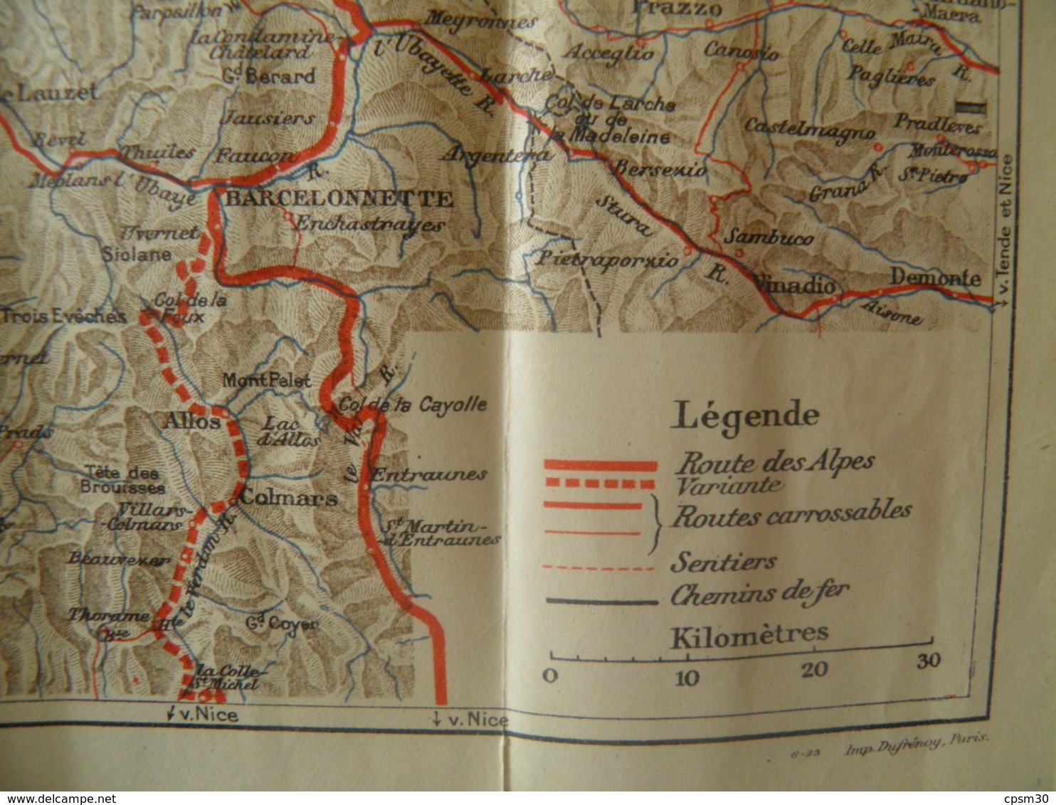 Carte Routière SAVOIE DAUPHINE ?? 1923 ?? 34 X 45 Cm - Cartes Routières