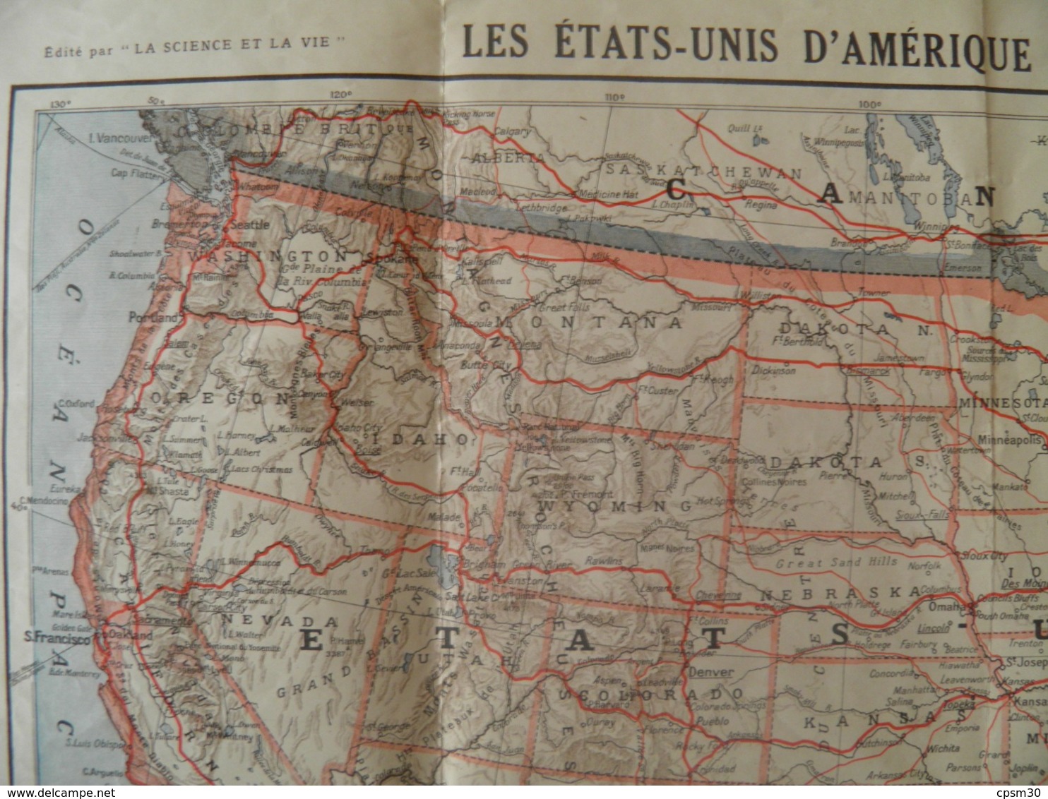 Carte Routière Etats-Unis D'Amèrique Et Leur Population 47 X 60 Cm - Carte Stradali