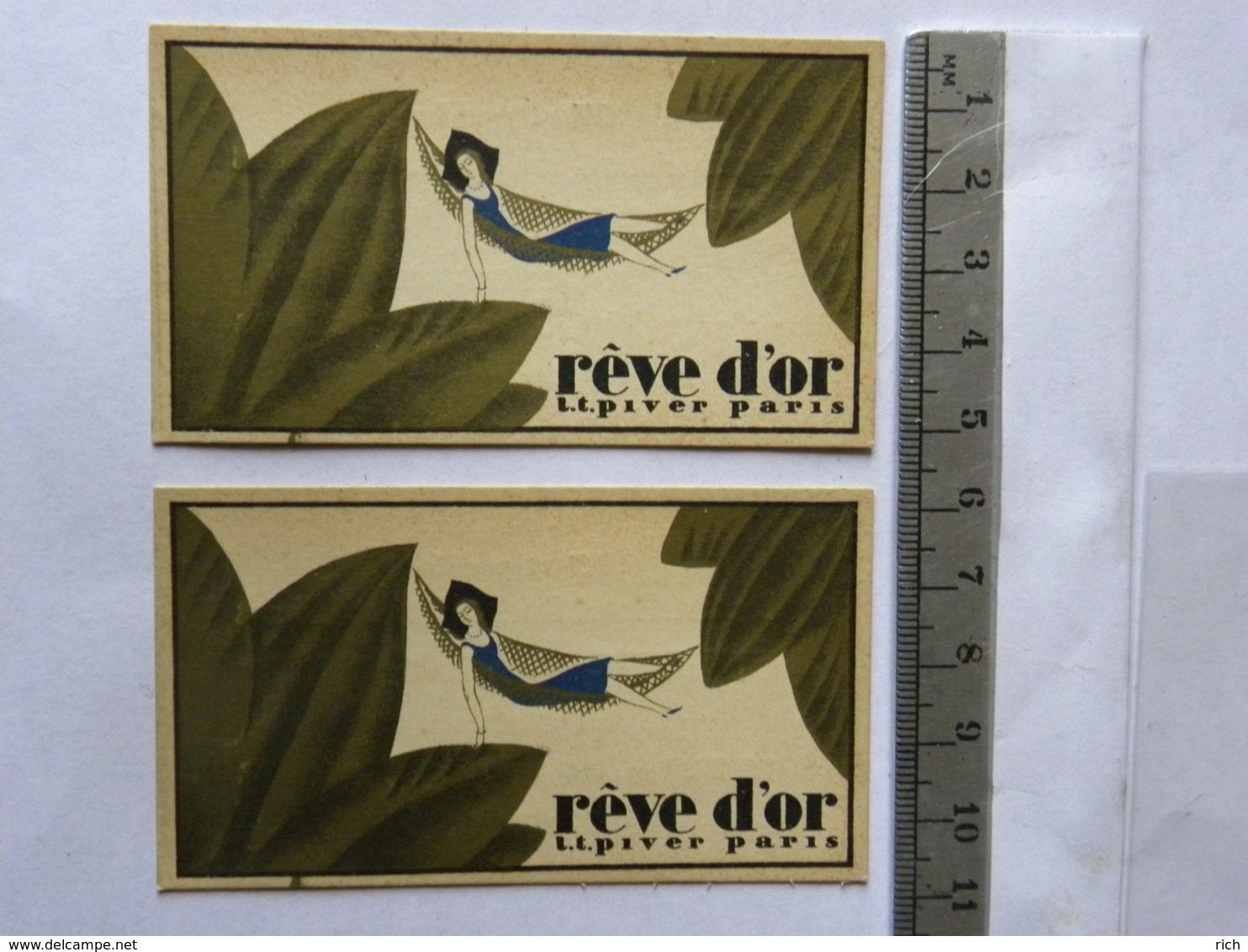 2 Cartes Parfumées - Rêve D'Or - L.T. Piver Paris - Offert Par A L'Orchidée  Peyroux Ramond, 25 Rue Jeanne D'Arc ORLEANS - Non Classificati