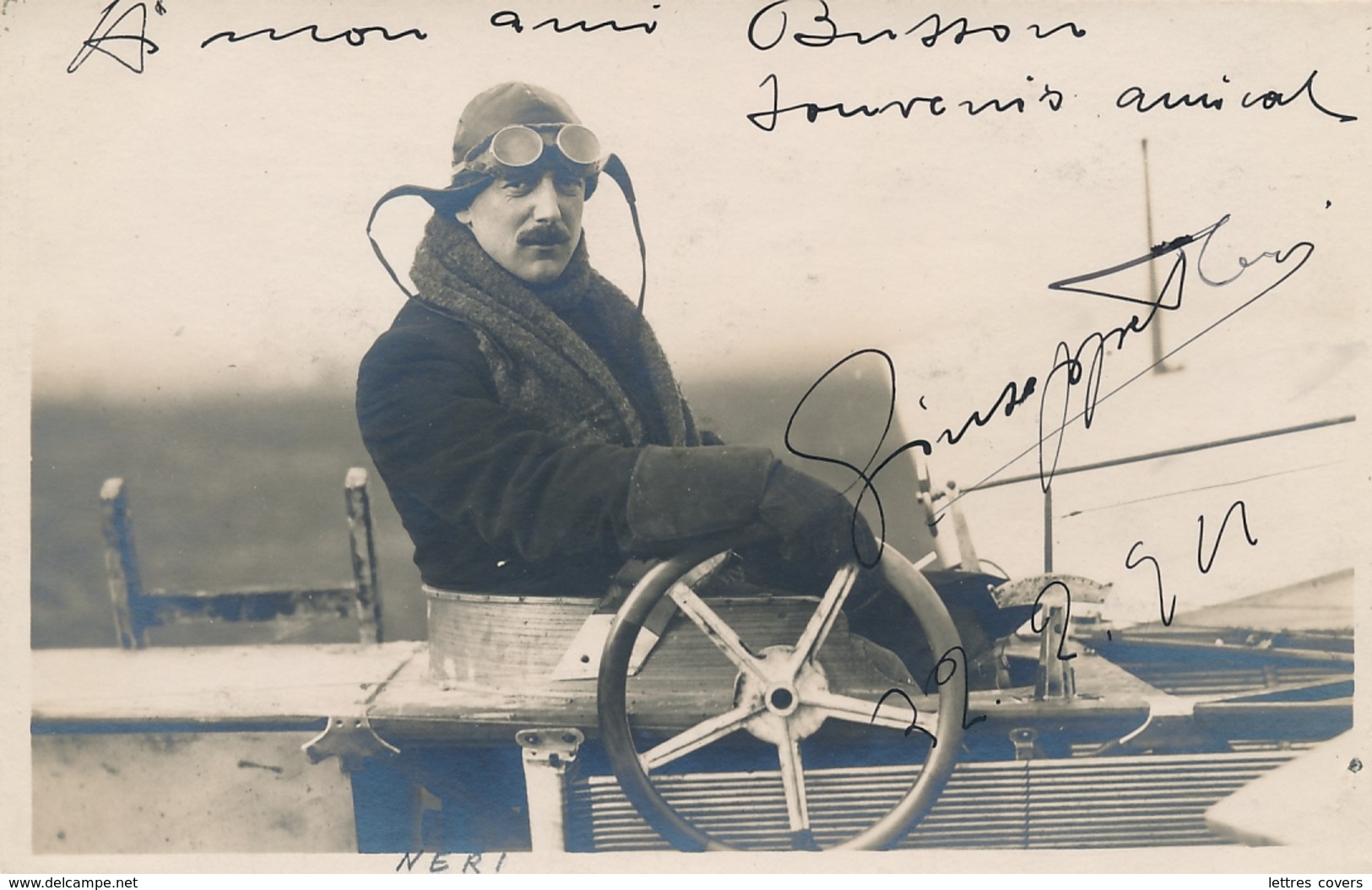 Pionnier Aviation NERI CP PHOTO Avec Texte Et Signature AUTOGRAPHE  - 2/2/1911 - Luftfahrt