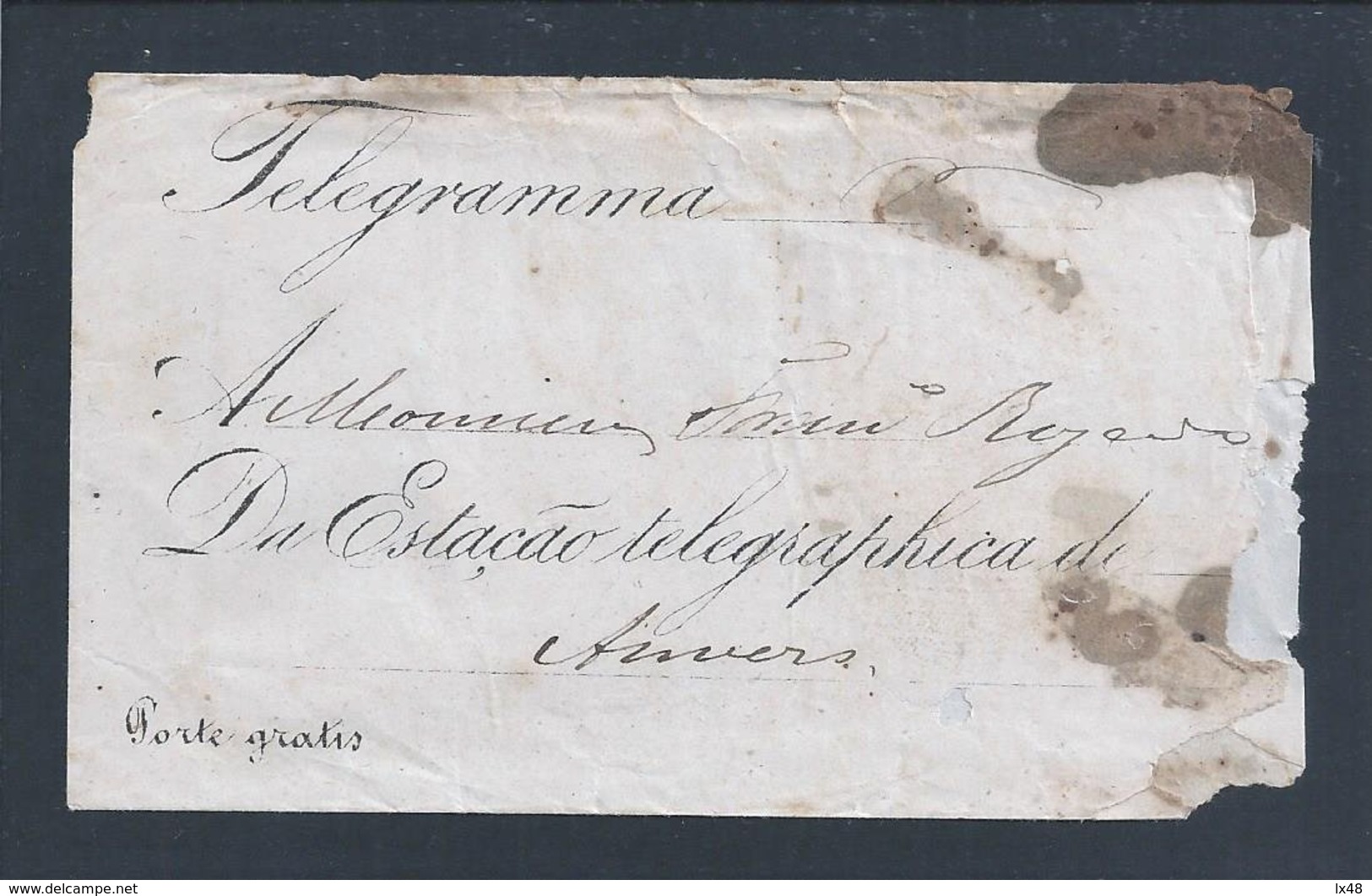Raro Telegrama Da Estação Telegráphica De Lagos, 1869. Direcção Dos Telegraphos E Pharoes Do Reino. Algarve. 2sc. Anvers - Briefe U. Dokumente