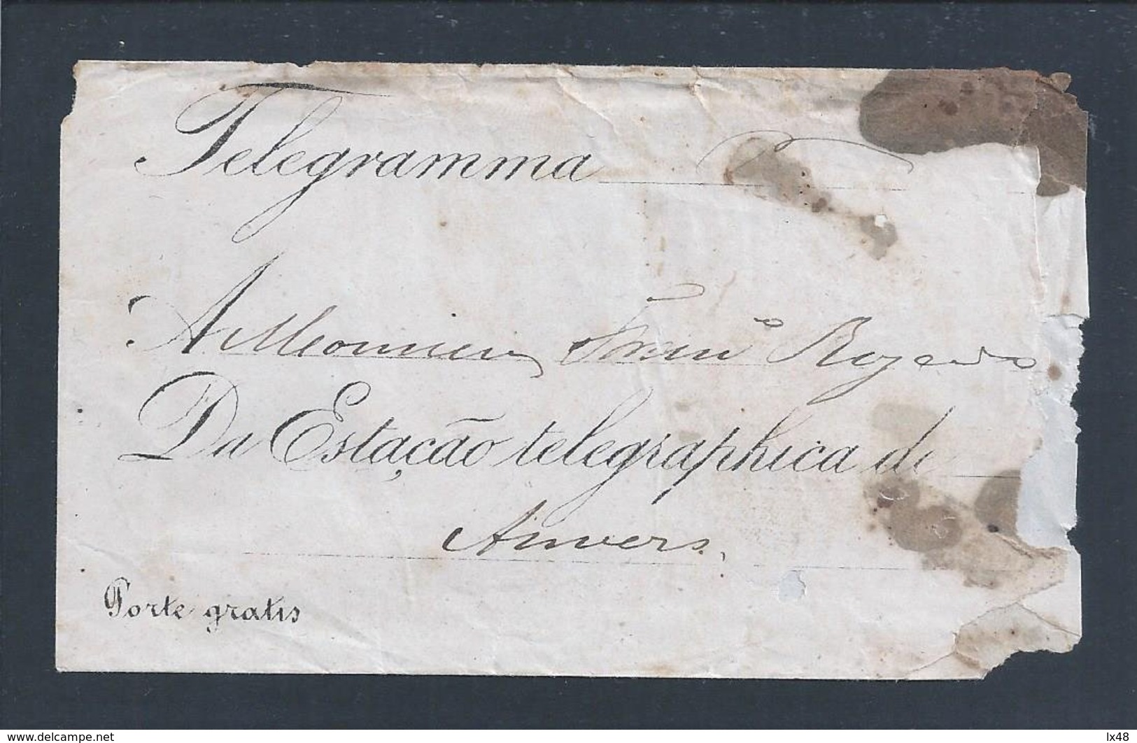 Raro Telegrama Da Estação Telegráphica De Lagos, 1869. Direcção Dos Telegraphos E Pharoes Do Reino. Algarve. 2sc. Anvers - Lettres & Documents