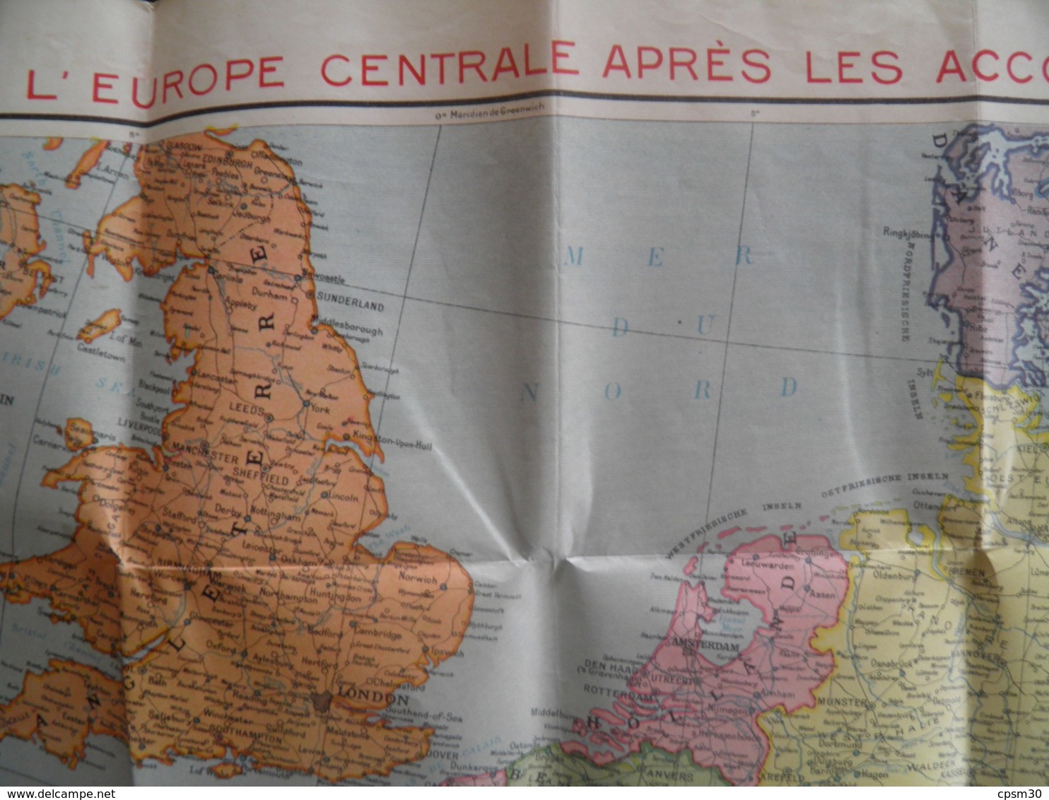 Carte Routière Europe Centrale Après Les Accords De Munnich Et Vienne (pub De Sirop Delabarre) 75 X 105 Cm - Cartes Routières