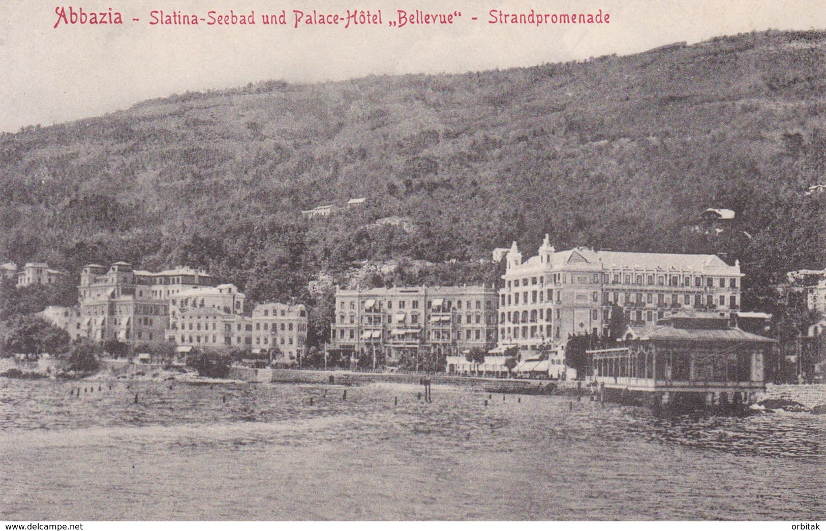 Opatija (Abbazia) * Slatina Seebad Und Palace Hotel Bellevue, Strandpromenade * Kroatien * AK1332 - Kroatien
