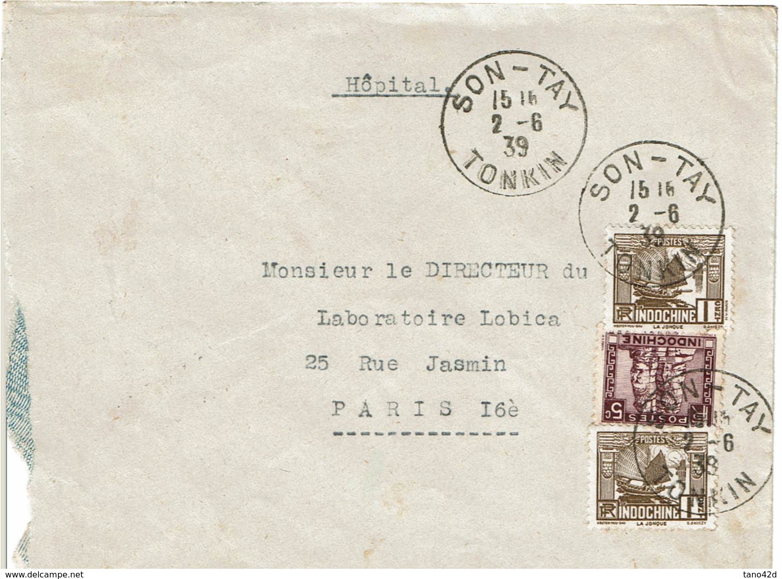 LCTN57/2 - INDOCHINE LETTRE SON-TAY TONKIN 2/6/1939 - Lettres & Documents