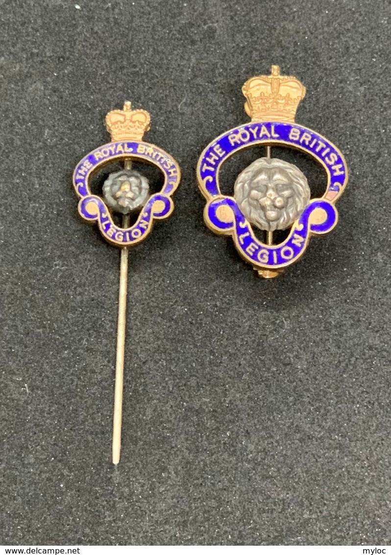 Royal British Legion RBL. Deux Epinglettes De Membre Avec Couronne De La Reine - Other & Unclassified