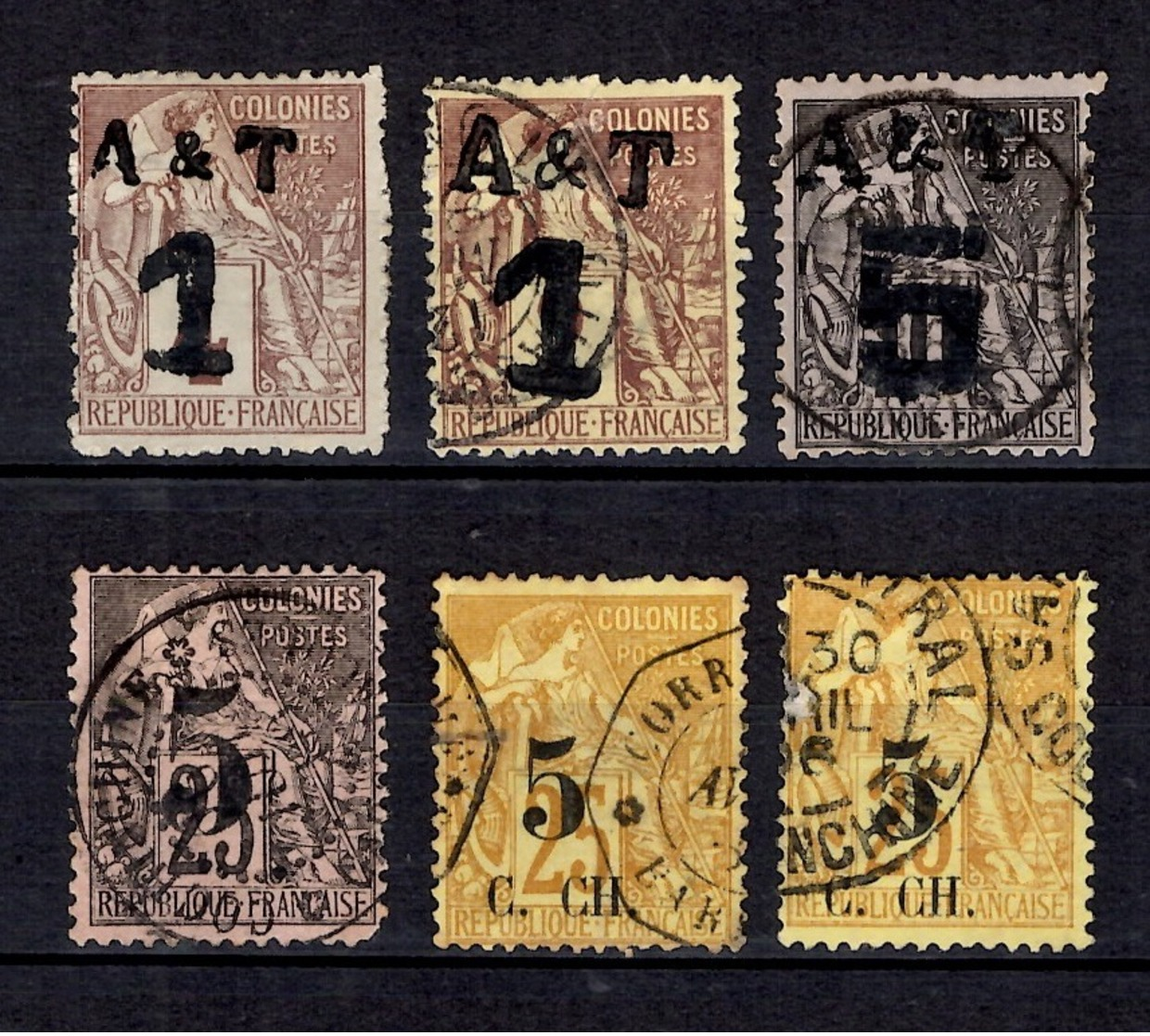 Annam Et Tonkin Et Cochinchine Six Timbres Anciens 1886/1888. Bonnes Valeurs. B/TB. A Saisir! - Ungebraucht