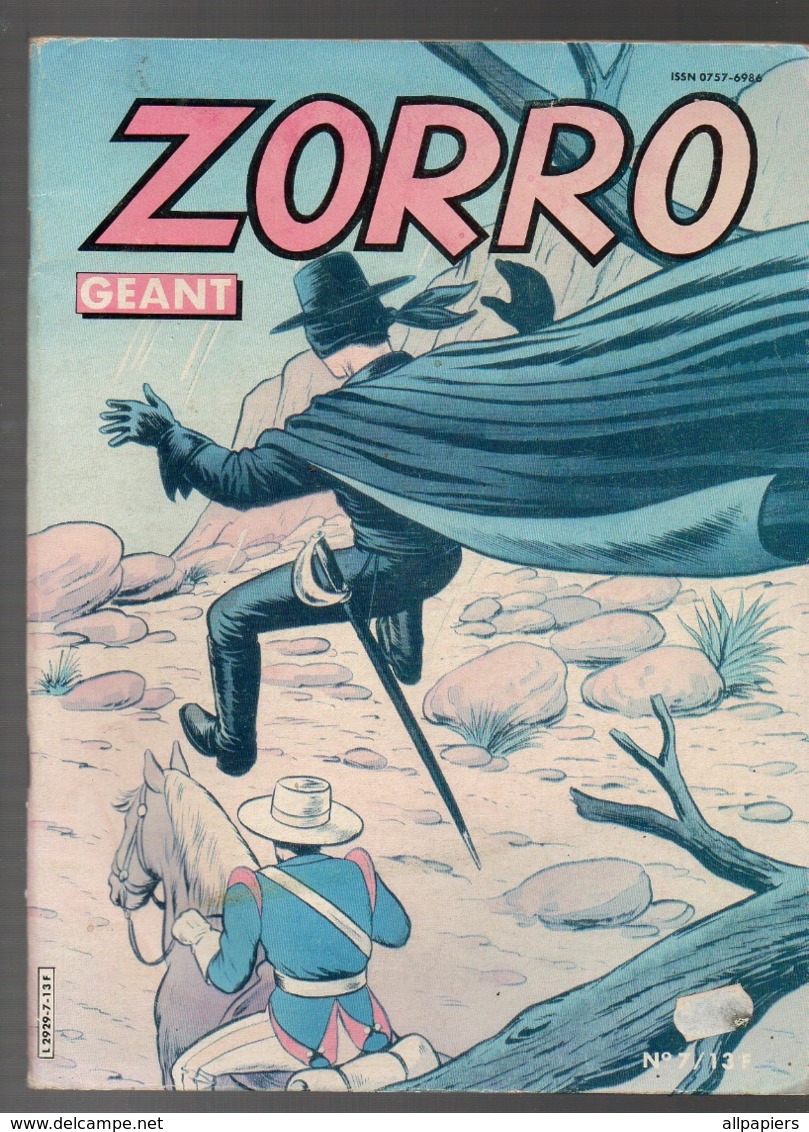 Périodique Zorro Géant N°7 Le Loup De La Sierra De 1987 - Zorro