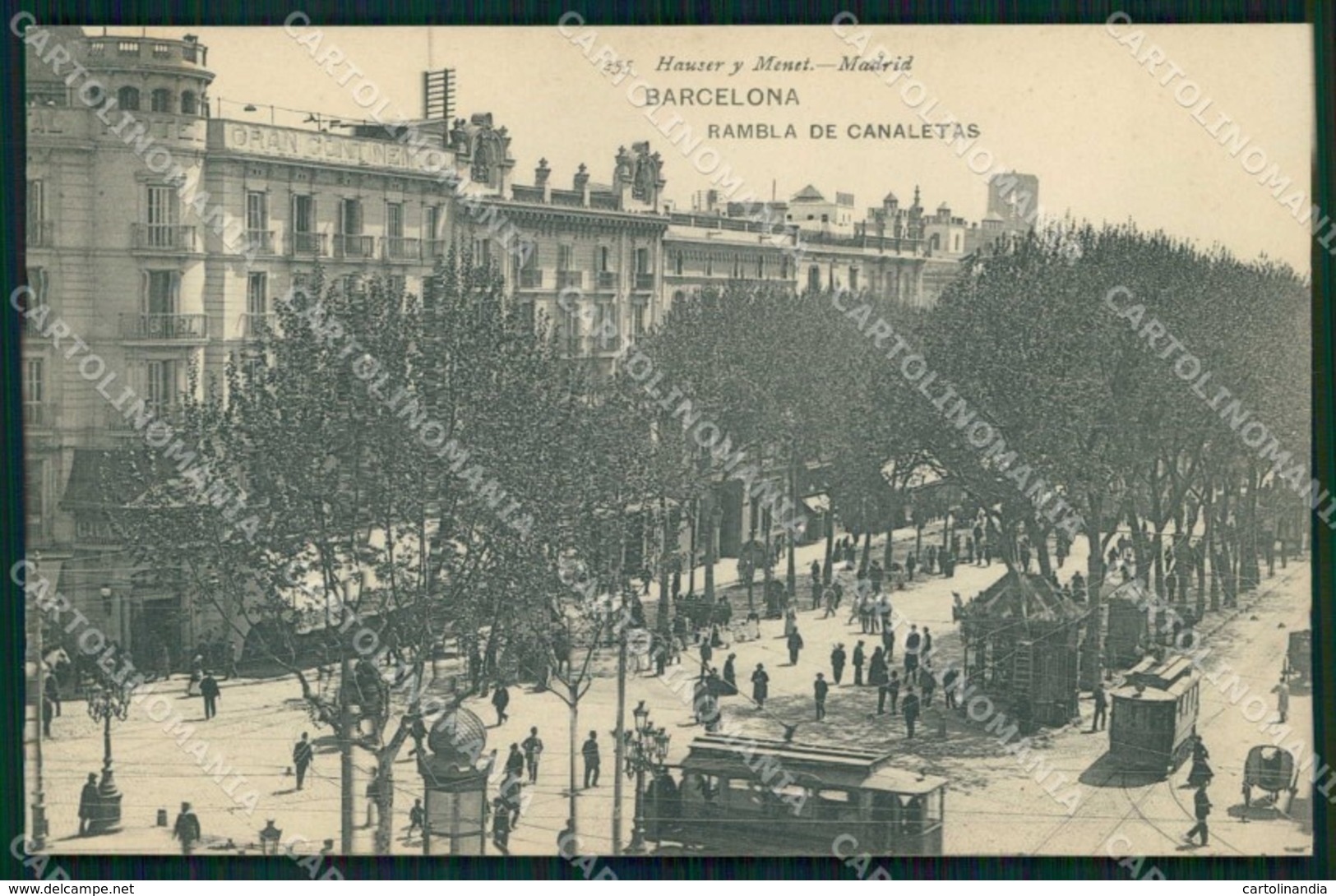 Spain Catalogna Barcellona Rambla De Canaletas Tramway Cartolina KB7880 - Barcelona