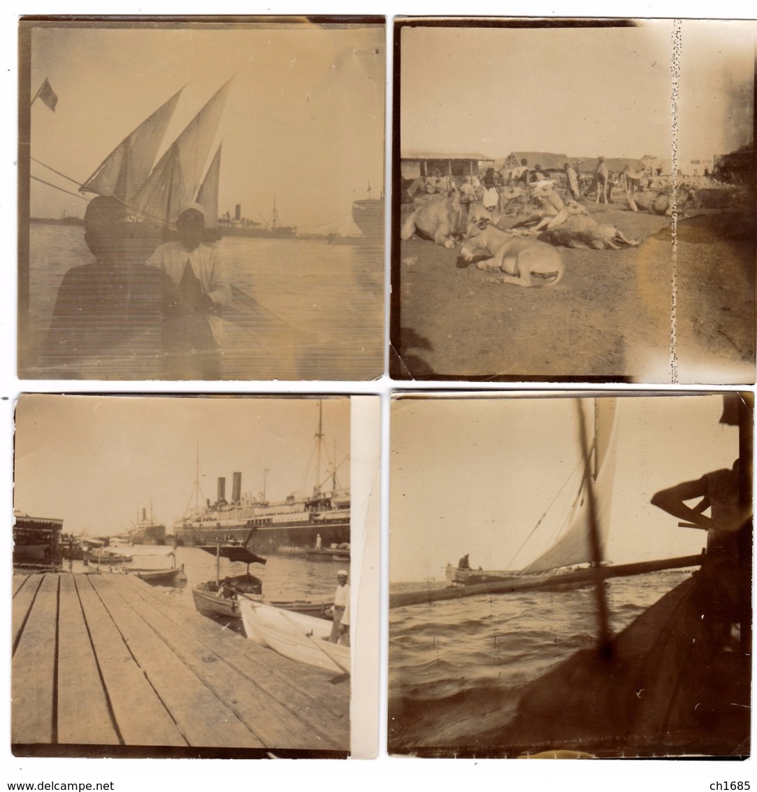 8 Photos Originales De Port Saïd Et Djibouti 3 Scans - Afrique