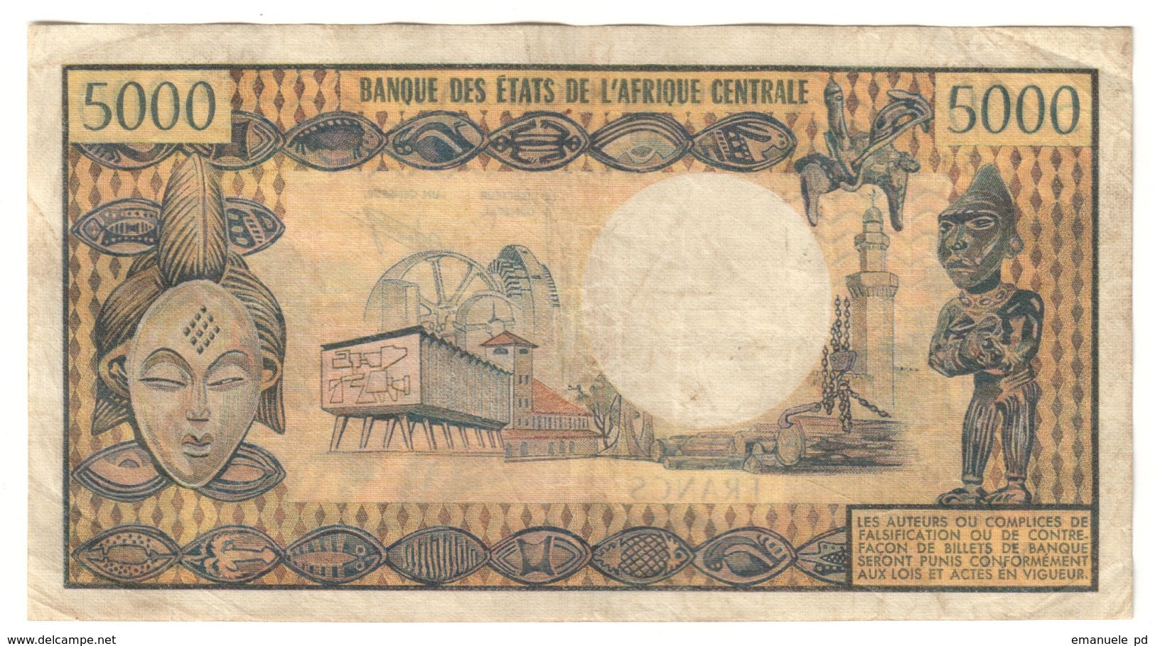 Gabon 5000 Francs 1974 Pick 4B - Gabon