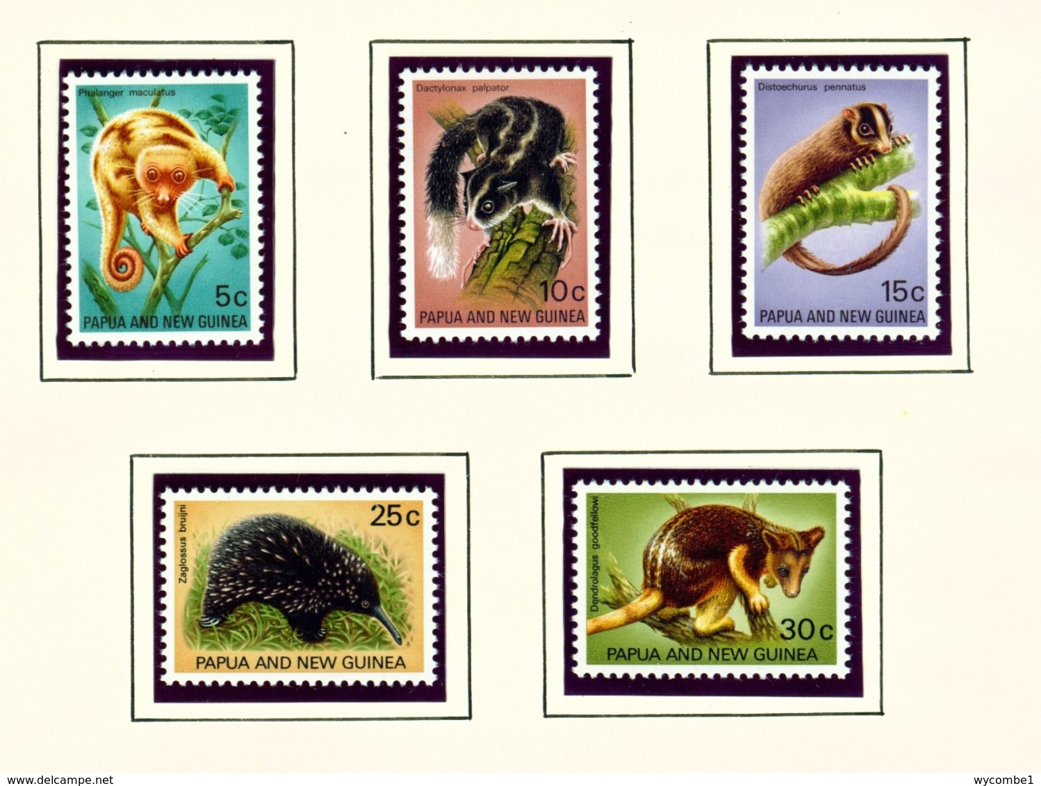 PAPUA NEW GUINEA  -  1971 Marsupials Set Unmounted/Never Hinged Mint - Papua New Guinea