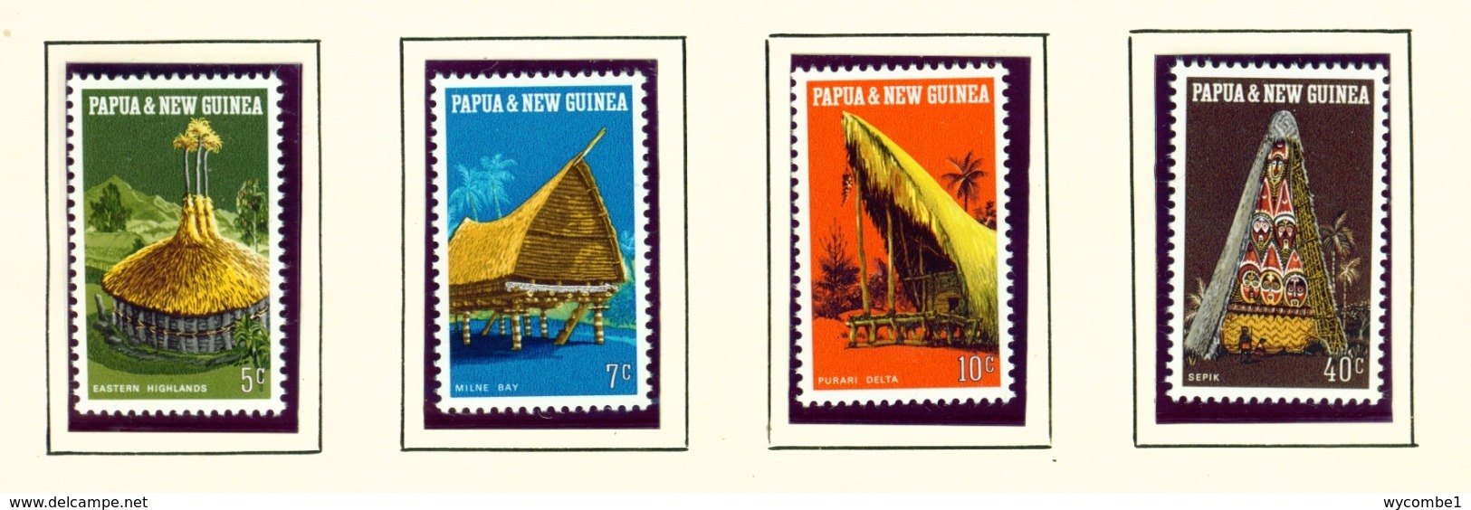 PAPUA NEW GUINEA  -  1971 Native Houses Set Unmounted/Never Hinged Mint - Papua New Guinea