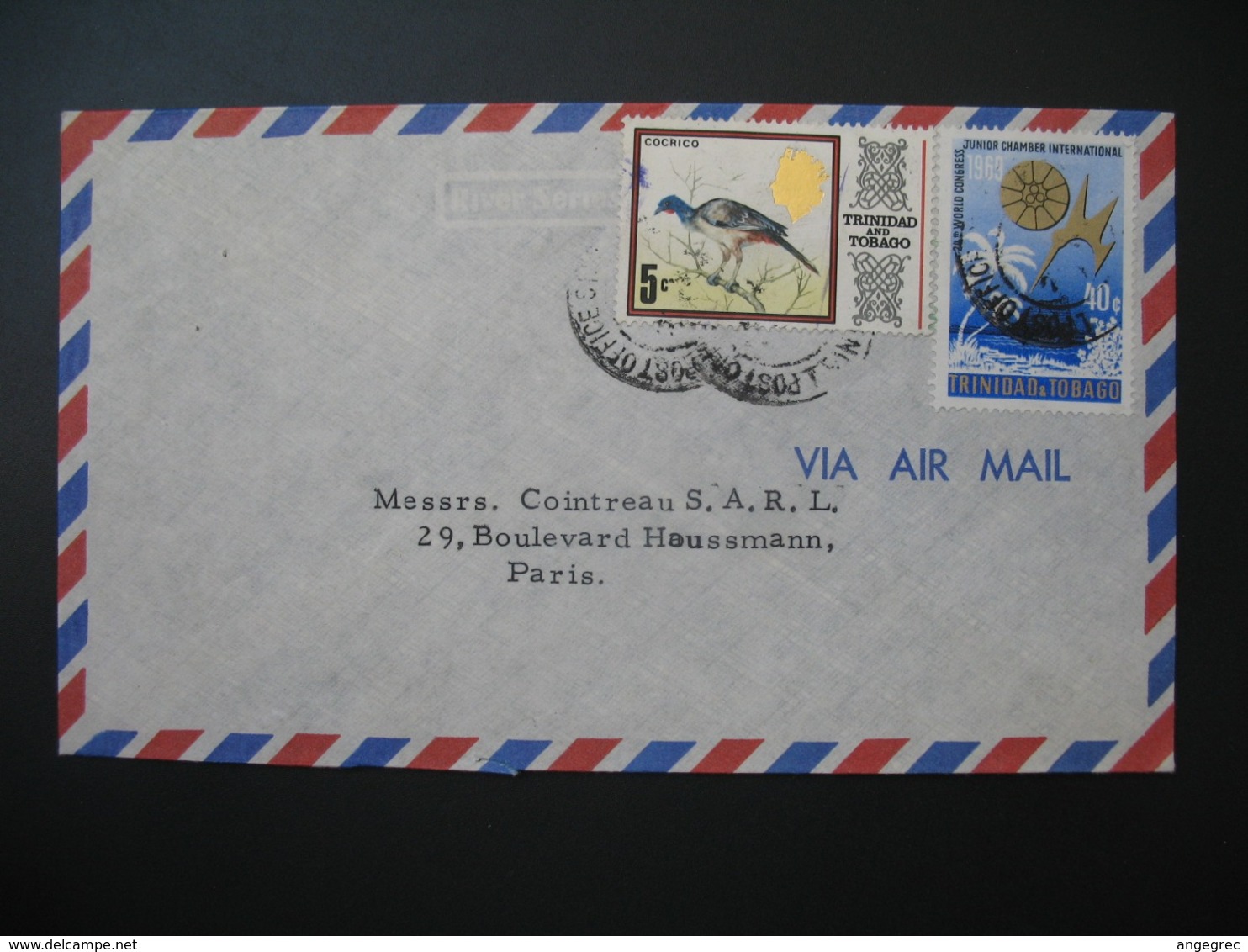 Lettre  Thème Animaux Oiseaux Nature Mer Palmier Trinidad Et Tobago  Pour La Sté Générale En France Bd Haussmann Paris - Trinité & Tobago (1962-...)