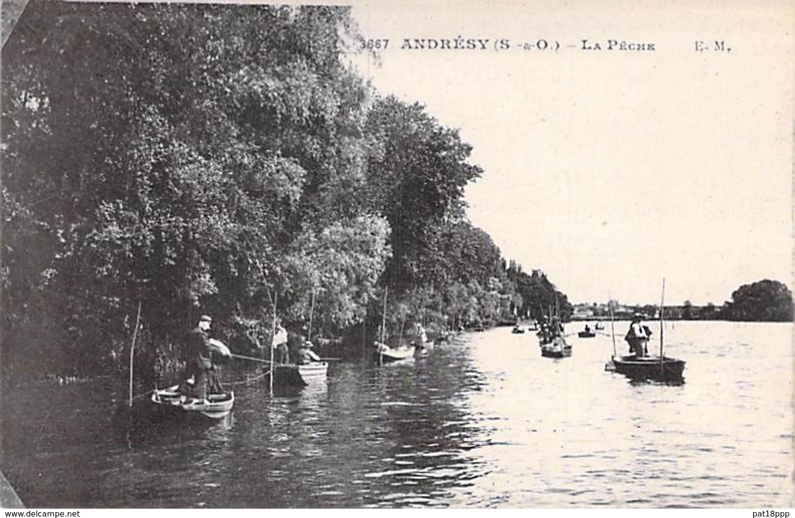 PECHEURS A LA LIGNE - 78 - ANDRESY : La Pêche ( En Barque ) CPA - Yvelines - Fishing