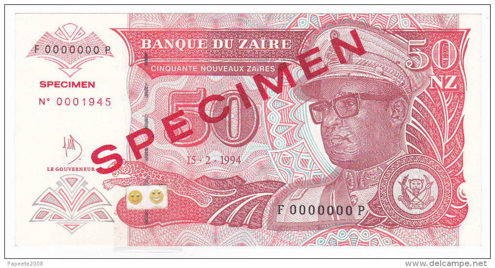 Zaire - Specimen - 50 F / 15.2.1994 - UNC - Zaïre