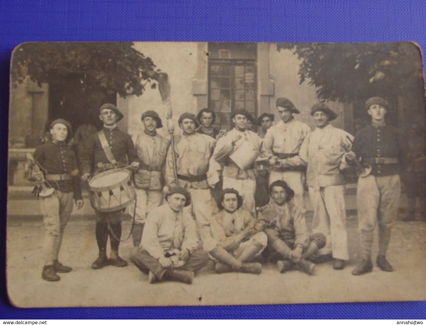 Photo Soldats Du 159° RIA (Infanterie Alpine) Avec Tambour & Clairons (Briançon Ou Embrun ?) - Regiments