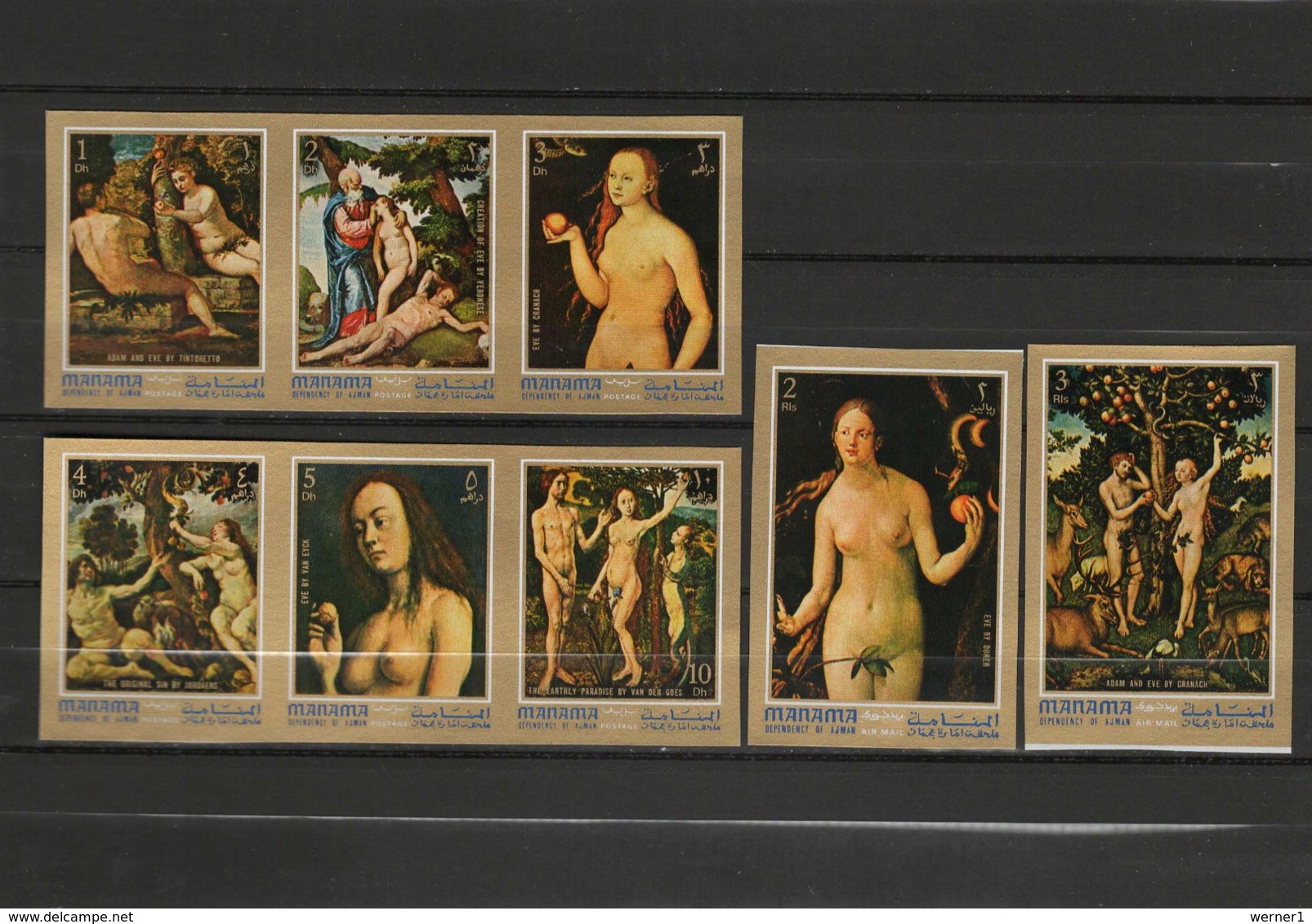 Ajman - Manama 1971 Paintings Lucas Cranach, Albrecht Dürer Etc. Set Of 8 Imperf. MNH - Otros & Sin Clasificación